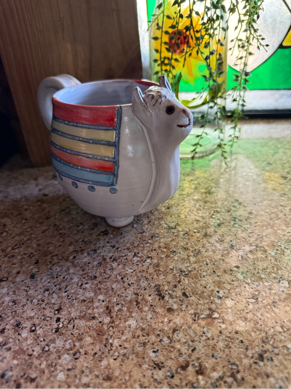 MudWorks Pottery Handmade Llama Mug | Signed Whimsical Studio Pottery Cup